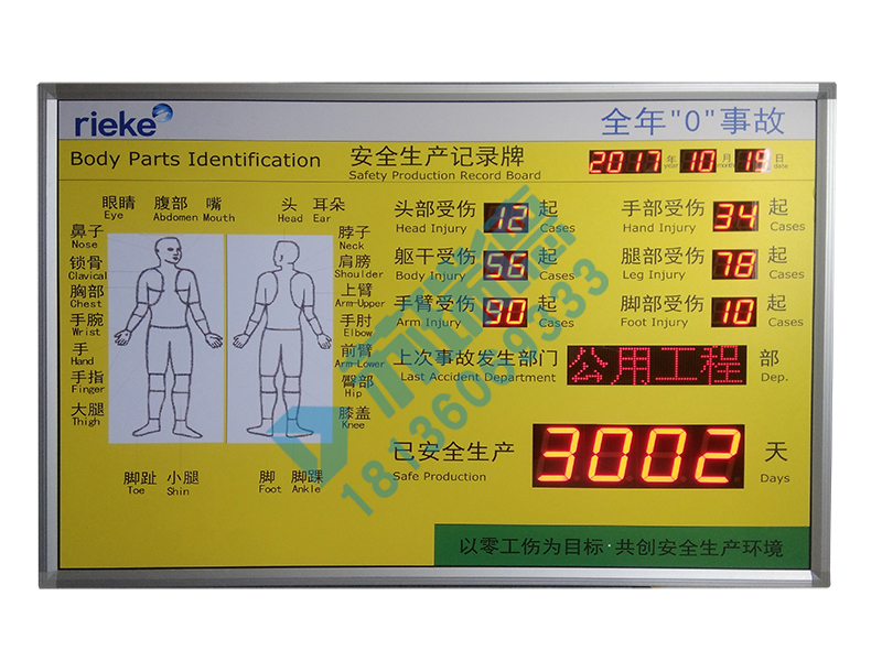 工厂安全看板安全生产记录牌